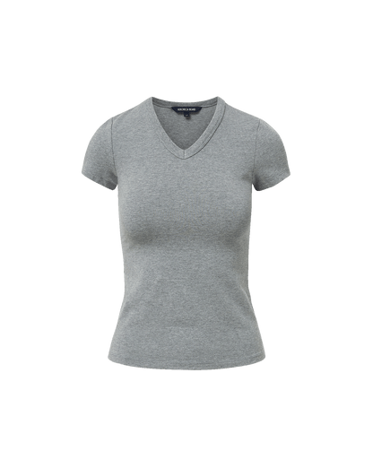 Veronica Beard | Devin V-Neck T-Shirt in Medium Heather Grey Medium Heather Grey