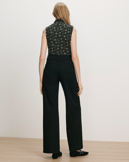 Veronica Beard | Mylie Mock-Neck Tank Top in Black Floral Multi Black Multi