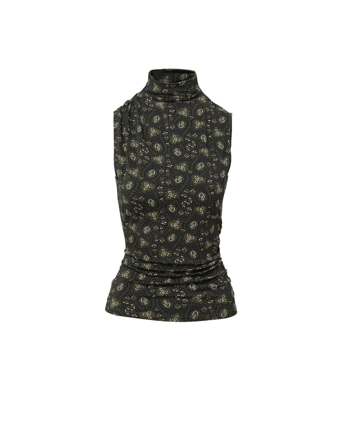 Veronica Beard | Mylie Mock-Neck Tank Top in Black Floral Multi Black Multi