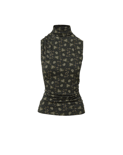 Veronica Beard | Mylie Mock-Neck Tank Top in Black Floral Multi Black Multi