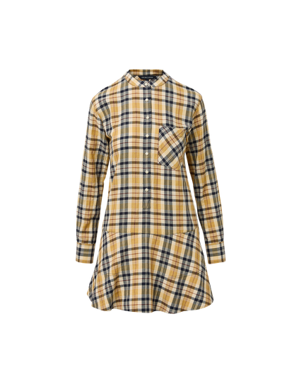 Veronica Beard | Corin Plaid Long Sleeve Mini Dress in Yellow Acorn Multi