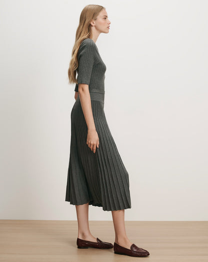 Veronica Beard | Elthea Belted A-Line Midi Dress in Charcoal Heather Grey Charcoal Heather Grey