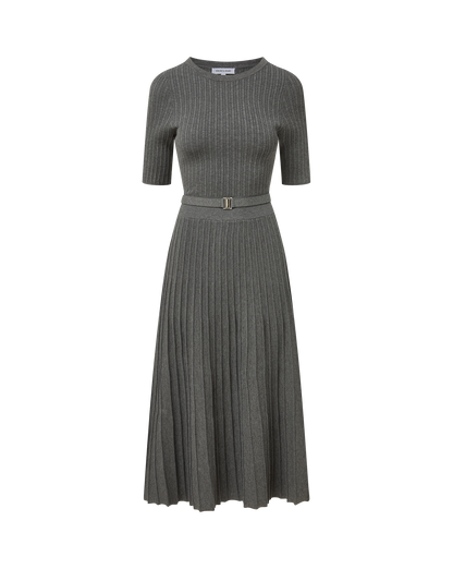 Veronica Beard | Elthea Belted A-Line Midi Dress in Charcoal Heather Grey Charcoal Heather Grey