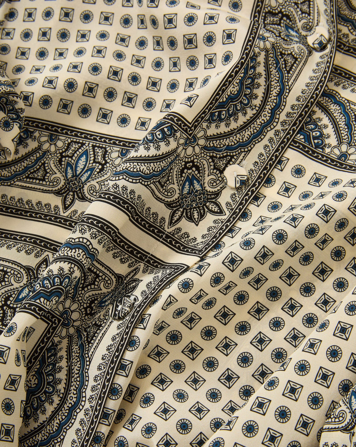 Veronica Beard | Monique Button-Down Blouse in Ecru Scarf Print Multi Ecru Multi