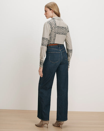Veronica Beard | Monique Button-Down Blouse in Ecru Scarf Print Multi Ecru Multi