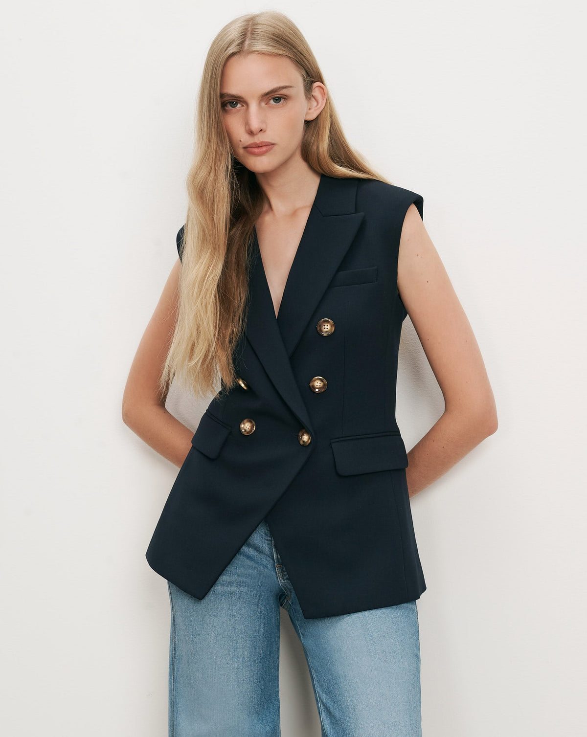 Veronica Beard | Miller Tailored Vest in Navy Navy