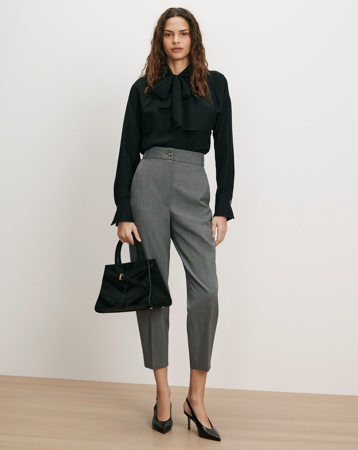 Veronica Beard | Darlis Scarf-Neck Blouse in Black Black