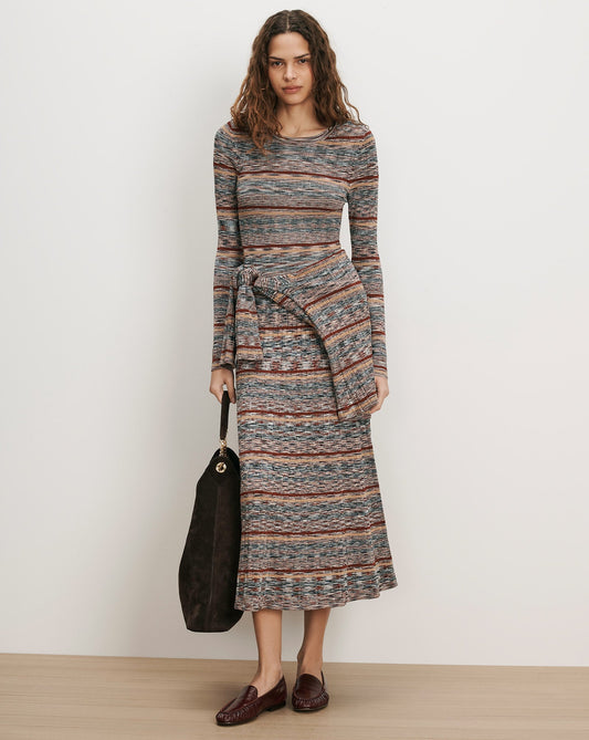 Veronica Beard | Nami Knit Midi Dress in Rust Multicolor Rust Multi