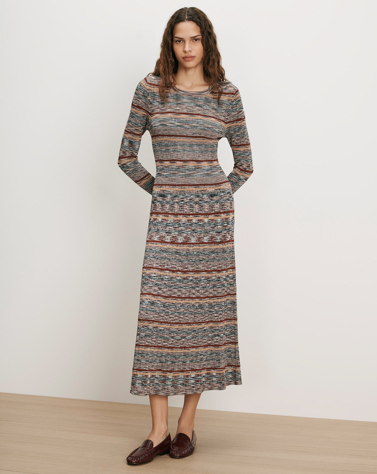 Veronica Beard | Nami Knit Midi Dress in Rust Multicolor Rust Multi