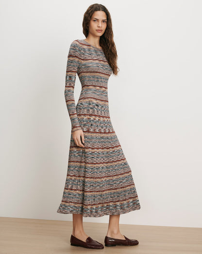 Veronica Beard | Nami Knit Midi Dress in Rust Multicolor Rust Multi