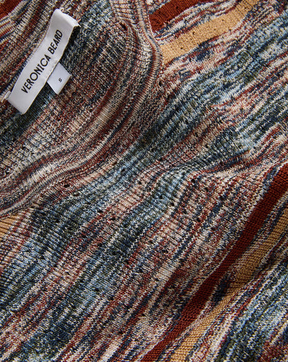 Veronica Beard | Nami Knit Midi Dress in Rust Multicolor Rust Multi