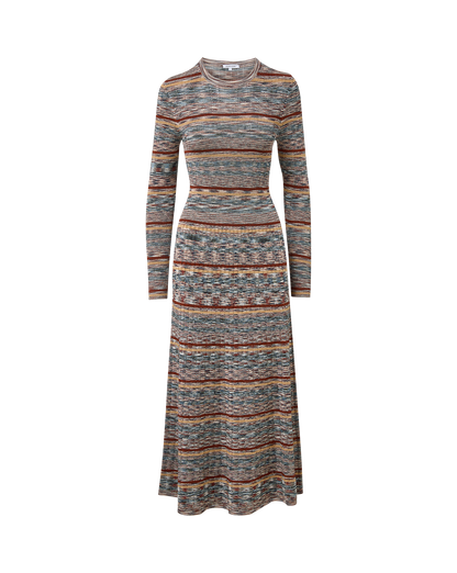 Veronica Beard | Nami Knit Midi Dress in Rust Multicolor Rust Multi