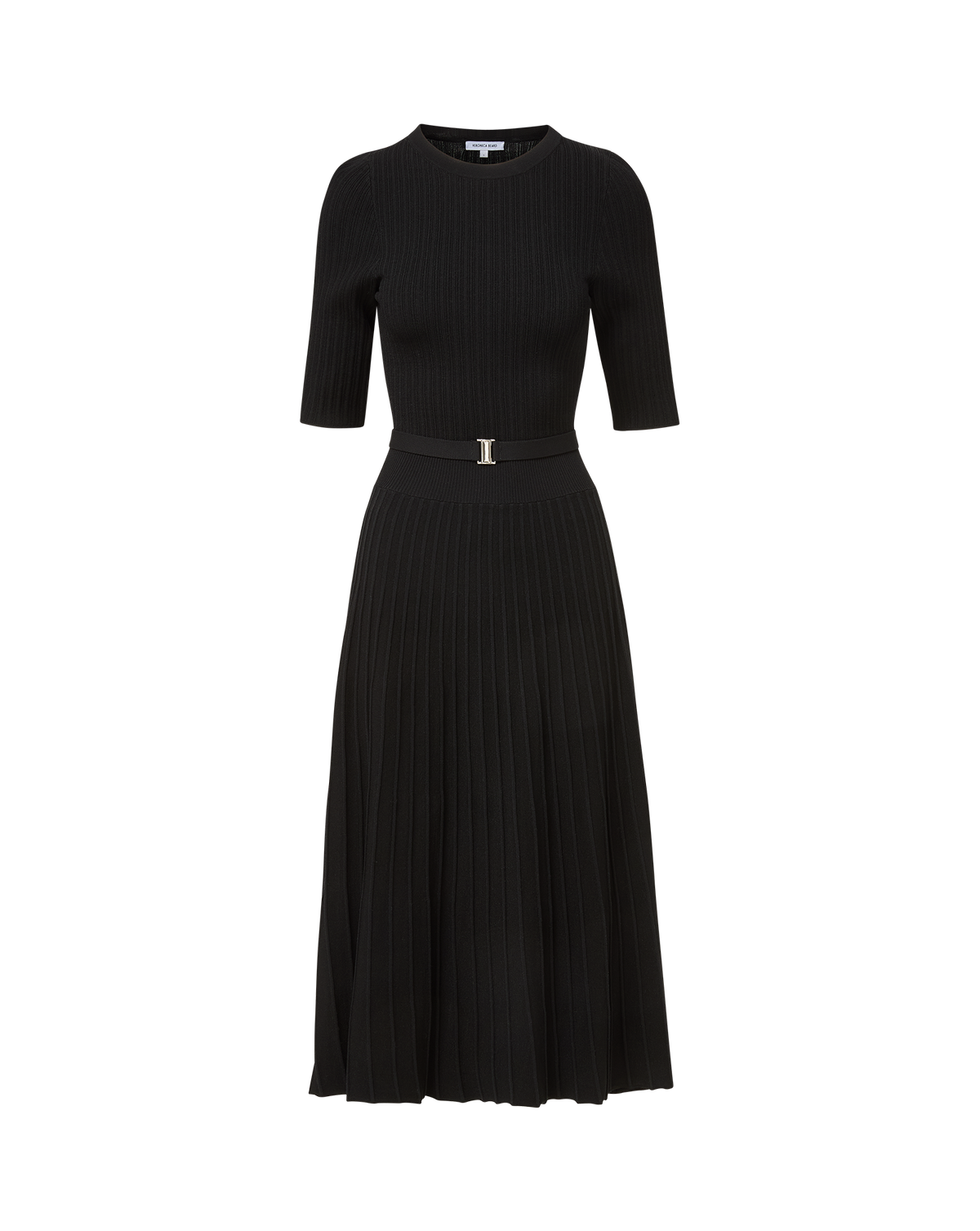 Veronica Beard | Elthea A-Line Belted Midi Dress in Black Black