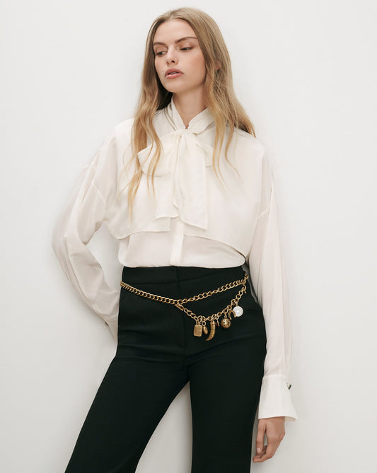 Veronica Beard | Darlis Scarf-Neck Blouse in Dove White Dove White