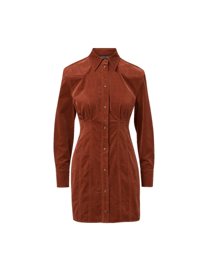 Veronica Beard | Evren Corduroy Mini Dress in Rust Red Rust
