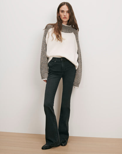 Veronica Beard | Beverly Mid-Rise Skinny-Flare Jean in Washed Black Onyx Washed Onyx