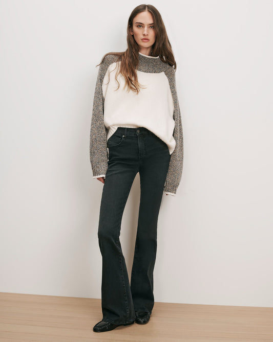 Veronica Beard | Beverly Mid-Rise Skinny-Flare Jean in Washed Black Onyx Washed Onyx