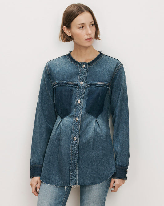 Veronica Beard | Weslia Denim Shacket in City Lights Blue City Lights