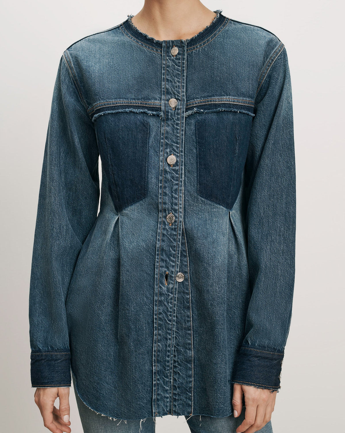 Veronica Beard | Weslia Denim Shacket in City Lights Blue City Lights