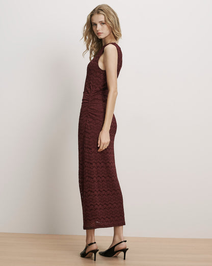 Veronica Beard | Charissa Lace Midi Dress in Burgundy Burgundy