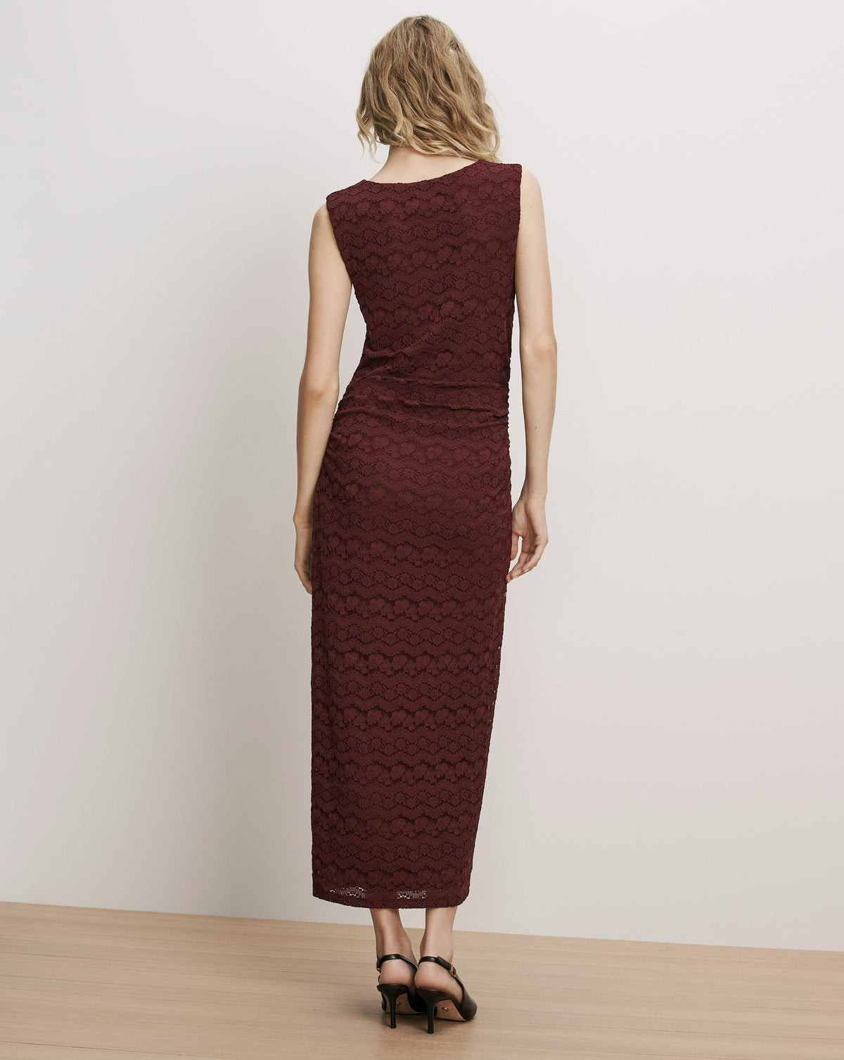 Veronica Beard | Charissa Lace Midi Dress in Burgundy Burgundy