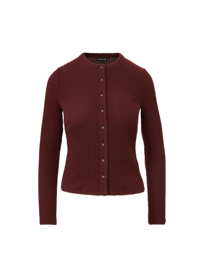 Veronica Beard | Lira Pointelle Cardigan in Burgundy Burgundy