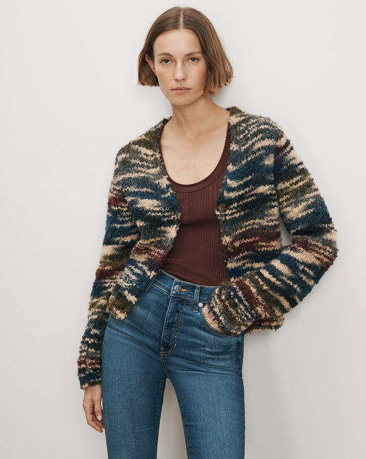 Veronica Beard | Monae Cardigan in Teal Bouclé Teal Multi