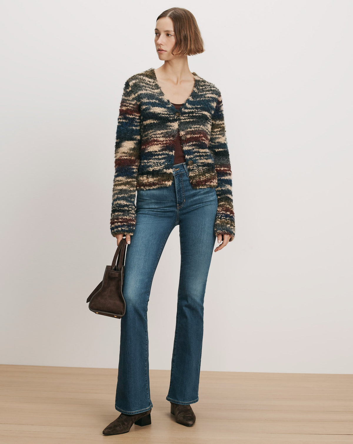 Veronica Beard | Monae Cardigan in Teal Bouclé Teal Multi
