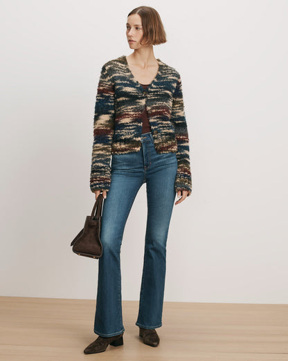 Veronica Beard | Monae Cardigan in Teal Bouclé Teal Multi