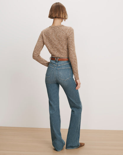 Veronica Beard | Drexler Henley Top in Tan Melange Acorn Melange