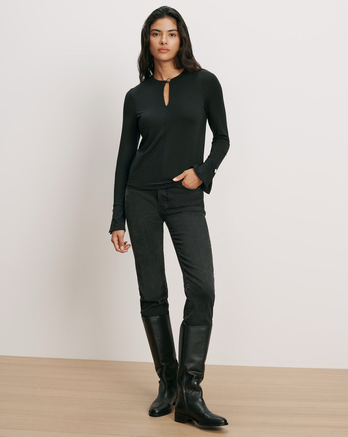 Veronica Beard | Zyris Key-Hole Top in Black Black