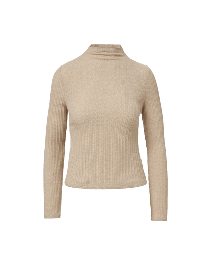 Veronica Beard | Nadja Mock-Neck Top in Oatmeal Melange Oatmeal Melange