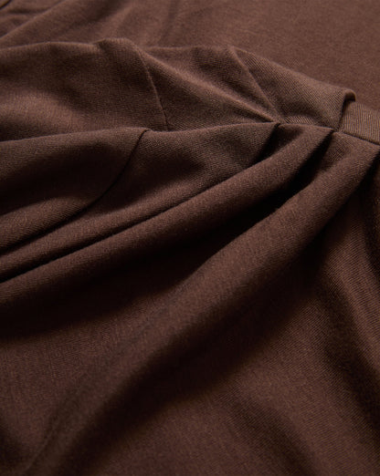 Veronica Beard | Mylie Mock-Neck Top in Dark Brown Espresso