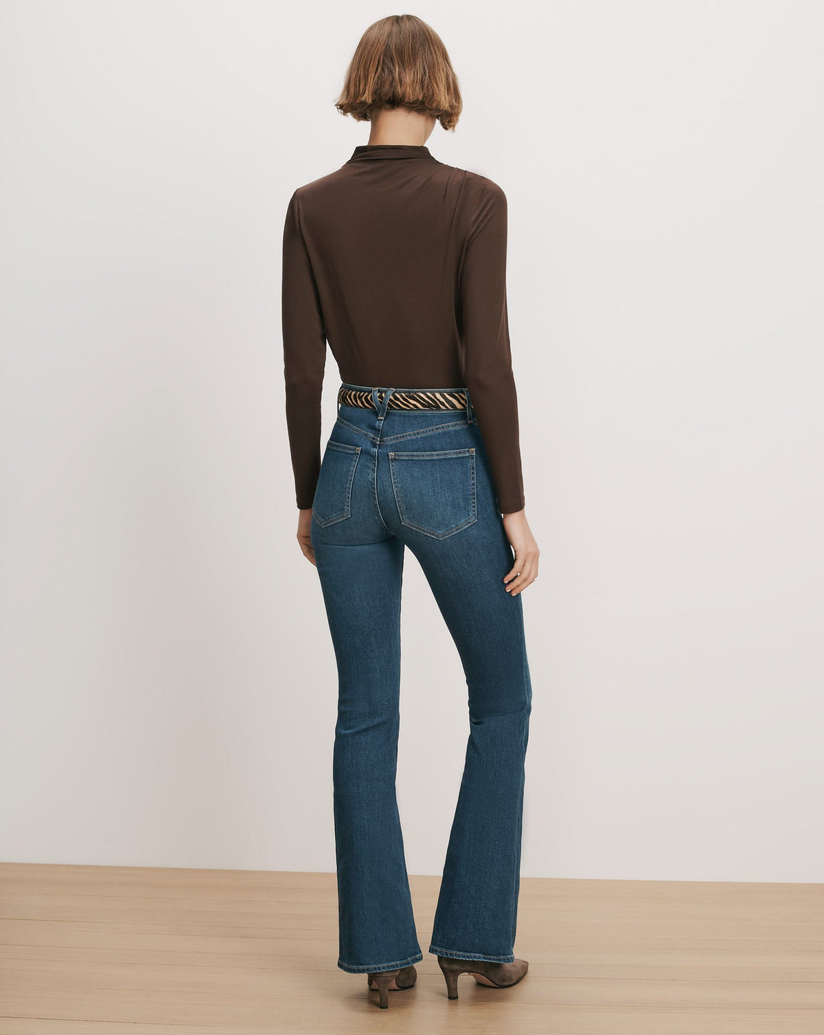 Veronica Beard | Mylie Mock-Neck Top in Dark Brown Espresso