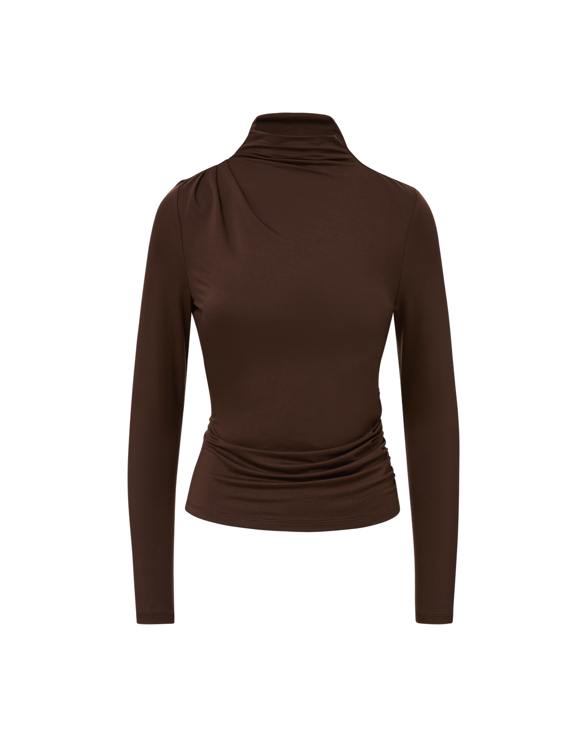 Veronica Beard | Mylie Mock-Neck Top in Dark Brown Espresso