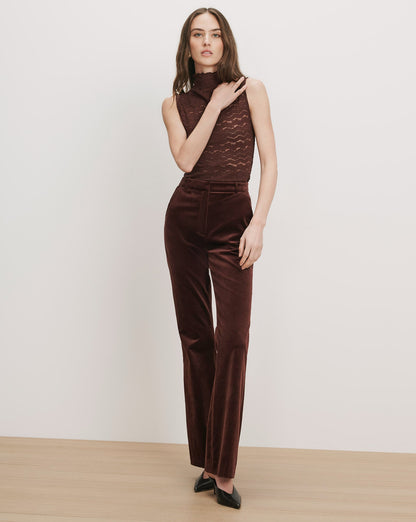 Veronica Beard | Alora Mock-Neck Lace Top in Burgundy Burgundy