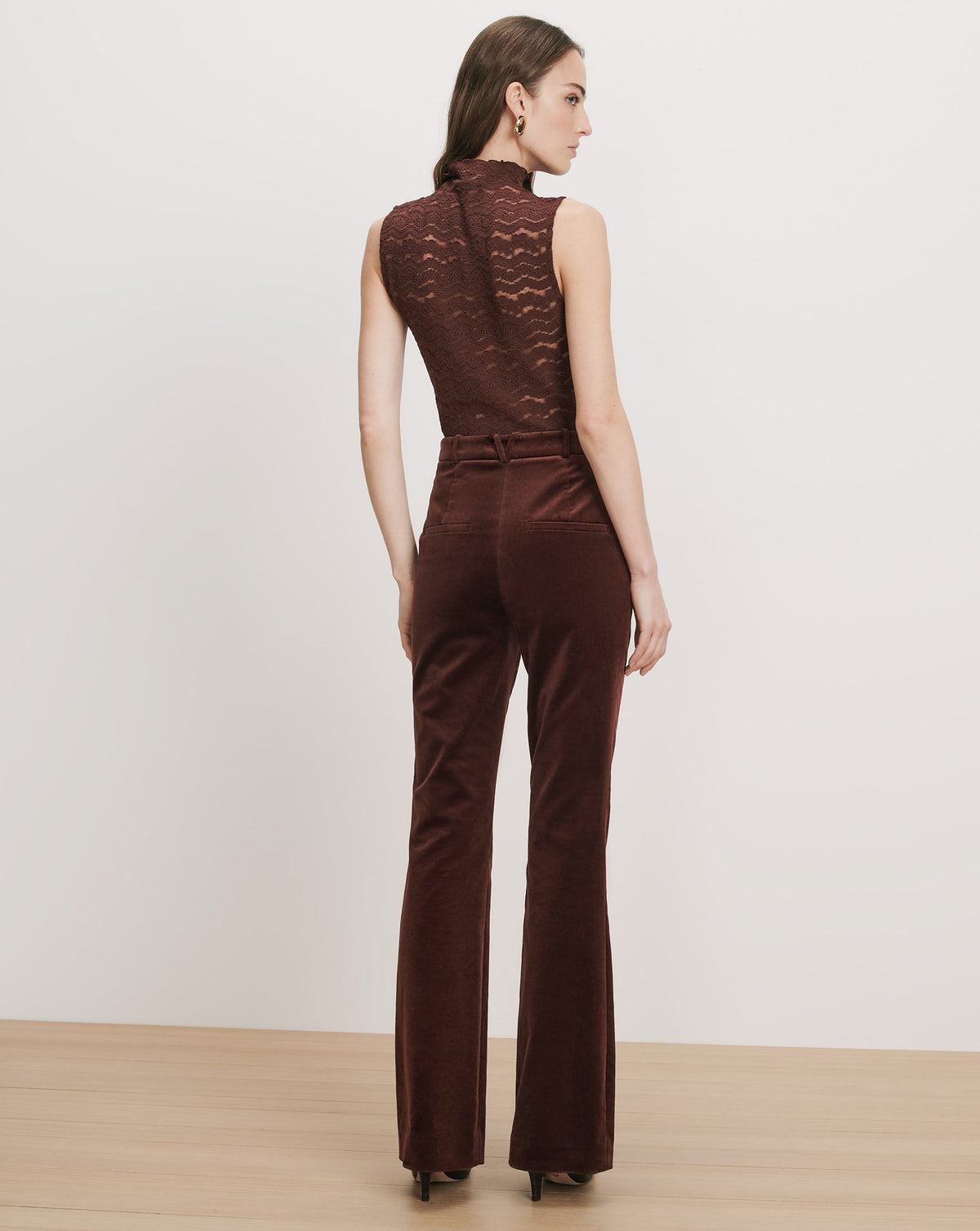 Veronica Beard | Alora Mock-Neck Lace Top in Burgundy Burgundy