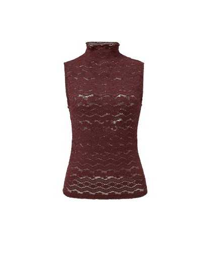 Veronica Beard | Alora Mock-Neck Lace Top in Burgundy Burgundy