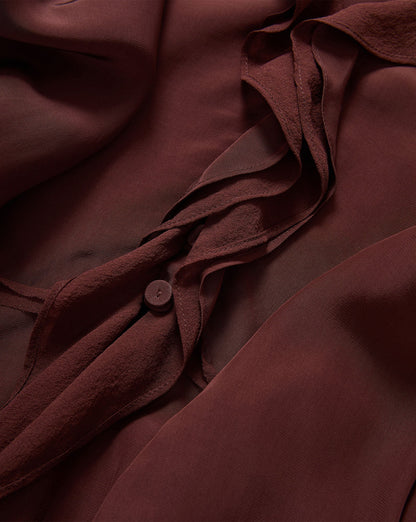 Veronica Beard | Loralynn Ruffled Blouse in Burgundy Burgundy