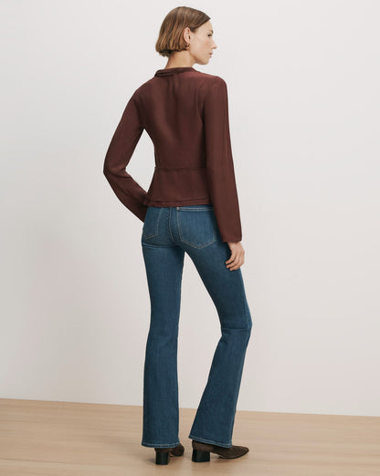 Veronica Beard | Loralynn Ruffled Blouse in Burgundy Burgundy