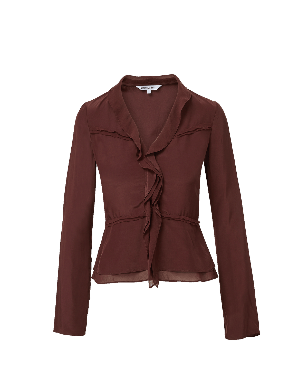 Veronica Beard | Loralynn Ruffled Blouse in Burgundy Burgundy