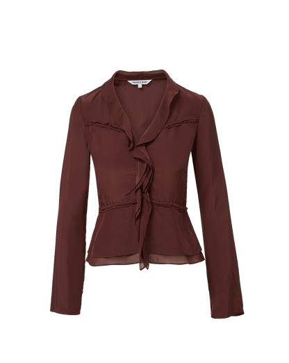 Veronica Beard | Loralynn Ruffled Blouse in Burgundy Burgundy