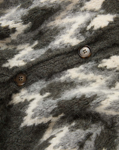Veronica Beard | Christina Fair Isle Cardigan in Green Alpaca Blend Shadow Multi Green Shadow Multi