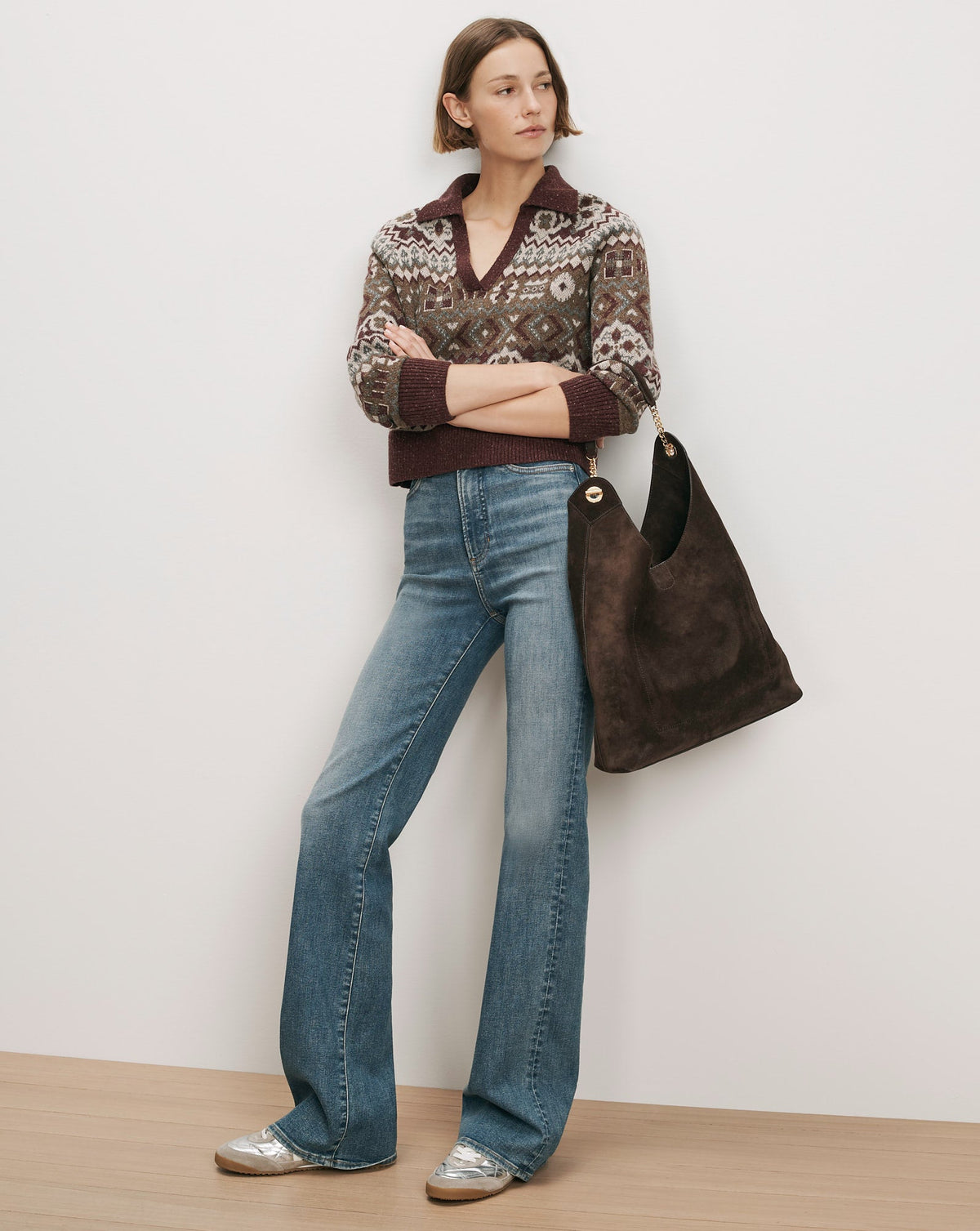 Veronica Beard | Catania Fair Isle Sweater in Burgundy Multi Burgundy Multi