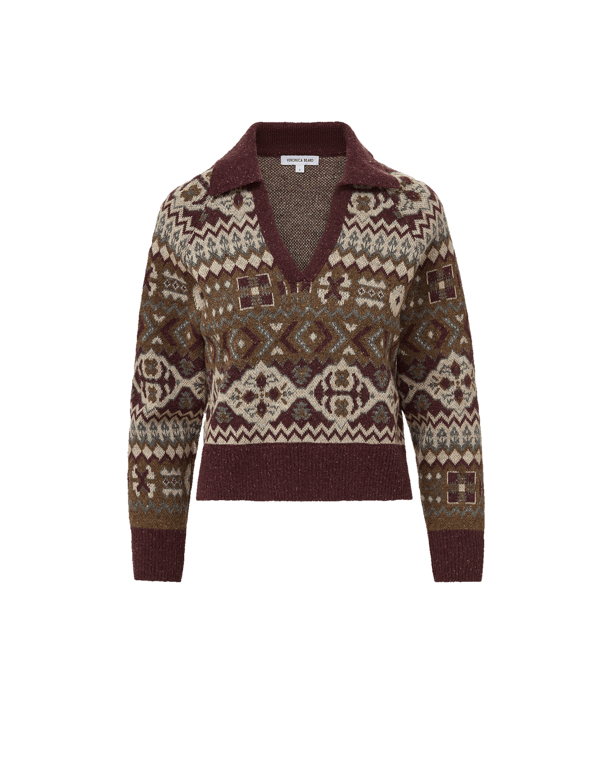 Veronica Beard | Catania Fair Isle Sweater in Burgundy Multi Burgundy Multi
