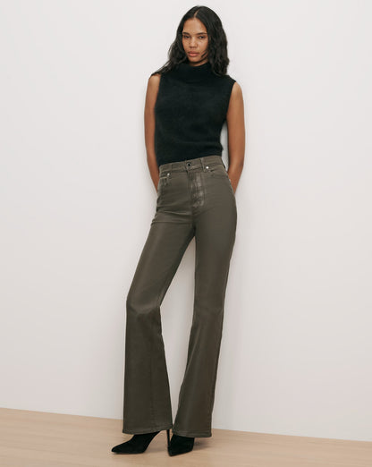 Veronica Beard | Crosbie Slim Wide-Leg Jean in Dark Green Loden Loden