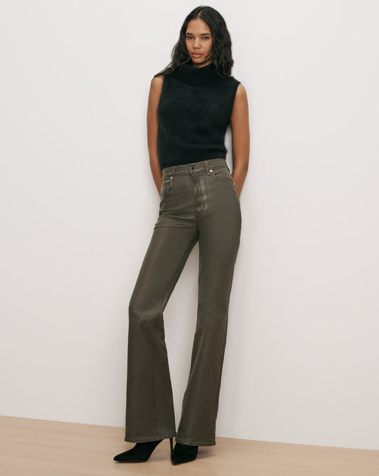 Veronica Beard | Crosbie Slim Wide-Leg Jean in Dark Green Loden Loden