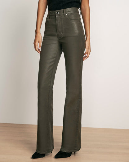 Veronica Beard | Crosbie Slim Wide-Leg Jean in Dark Green Loden Loden