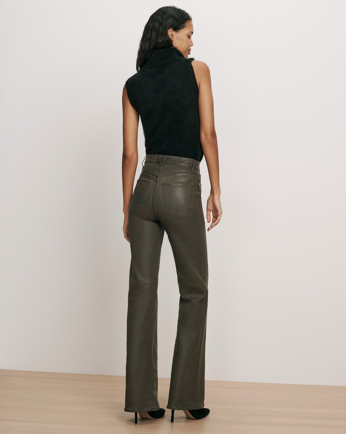 Veronica Beard | Crosbie Slim Wide-Leg Jean in Dark Green Loden Loden