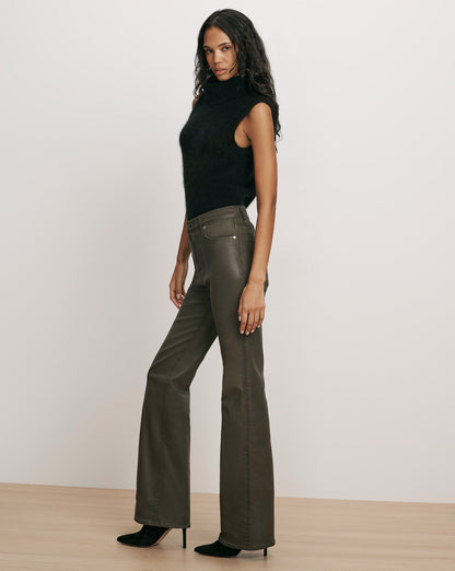 Veronica Beard | Crosbie Slim Wide-Leg Jean in Dark Green Loden Loden